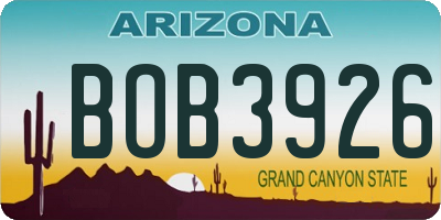 AZ license plate BOB3926