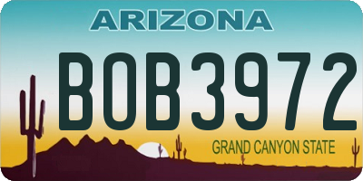 AZ license plate BOB3972