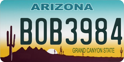 AZ license plate BOB3984