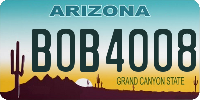 AZ license plate BOB4008