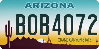 AZ license plate BOB4072