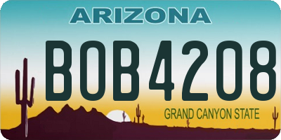 AZ license plate BOB4208