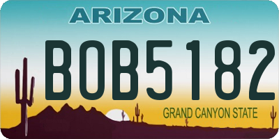 AZ license plate BOB5182