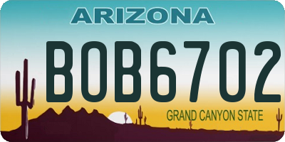 AZ license plate BOB6702