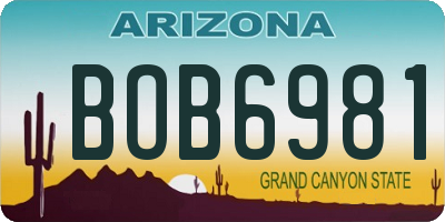 AZ license plate BOB6981
