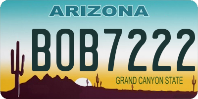 AZ license plate BOB7222