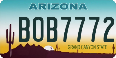 AZ license plate BOB7772
