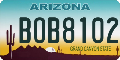 AZ license plate BOB8102
