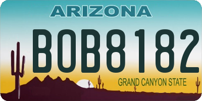 AZ license plate BOB8182