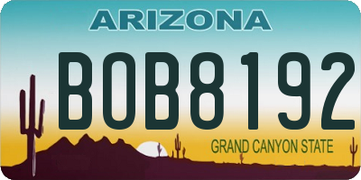 AZ license plate BOB8192