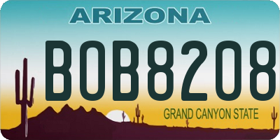 AZ license plate BOB8208
