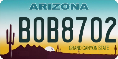 AZ license plate BOB8702