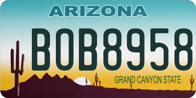 AZ license plate BOB8958