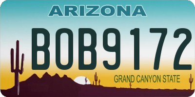 AZ license plate BOB9172