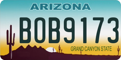 AZ license plate BOB9173