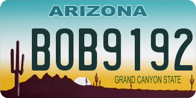 AZ license plate BOB9192