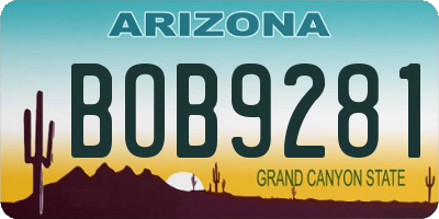 AZ license plate BOB9281