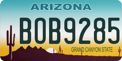 AZ license plate BOB9285