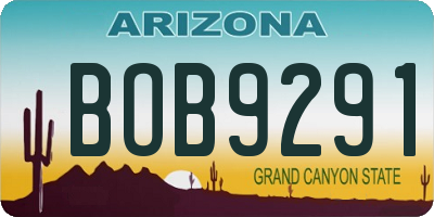 AZ license plate BOB9291