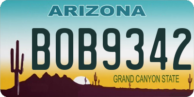 AZ license plate BOB9342