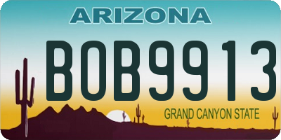 AZ license plate BOB9913