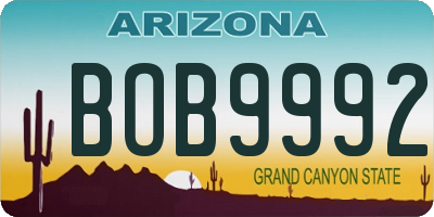 AZ license plate BOB9992