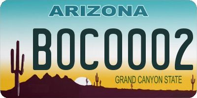 AZ license plate BOC0002
