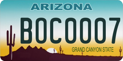 AZ license plate BOC0007