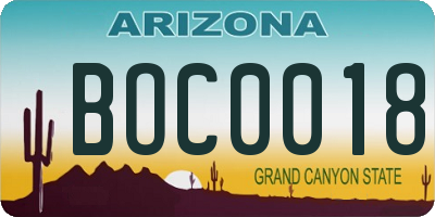 AZ license plate BOC0018