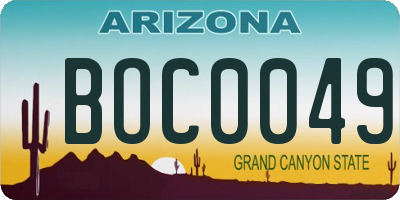AZ license plate BOC0049