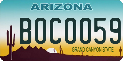 AZ license plate BOC0059