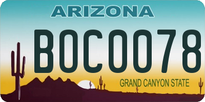 AZ license plate BOC0078