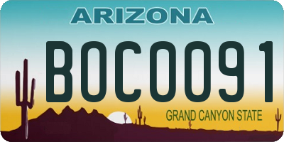 AZ license plate BOC0091