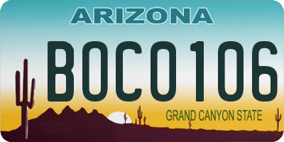 AZ license plate BOC0106