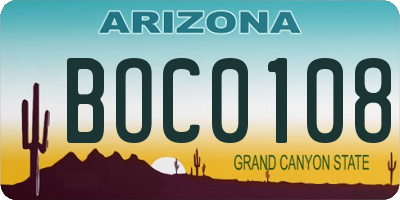 AZ license plate BOC0108