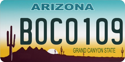AZ license plate BOC0109