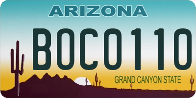 AZ license plate BOC0110