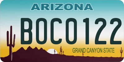 AZ license plate BOC0122