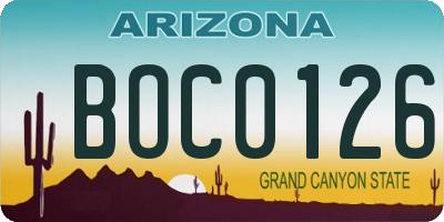 AZ license plate BOC0126