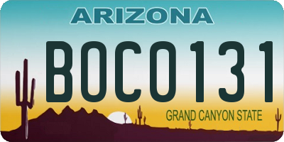 AZ license plate BOC0131