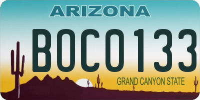 AZ license plate BOC0133