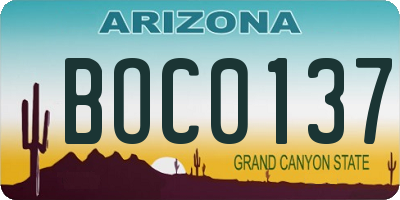 AZ license plate BOC0137