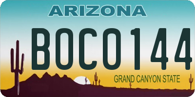 AZ license plate BOC0144