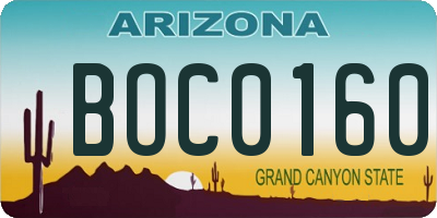 AZ license plate BOC0160