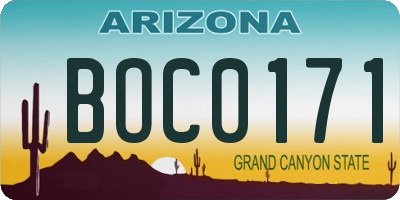 AZ license plate BOC0171
