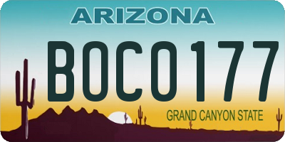AZ license plate BOC0177