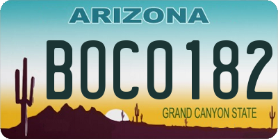 AZ license plate BOC0182