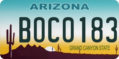 AZ license plate BOC0183