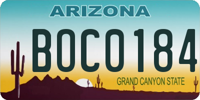 AZ license plate BOC0184