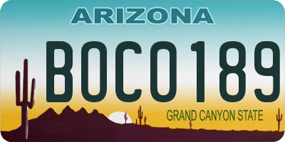 AZ license plate BOC0189